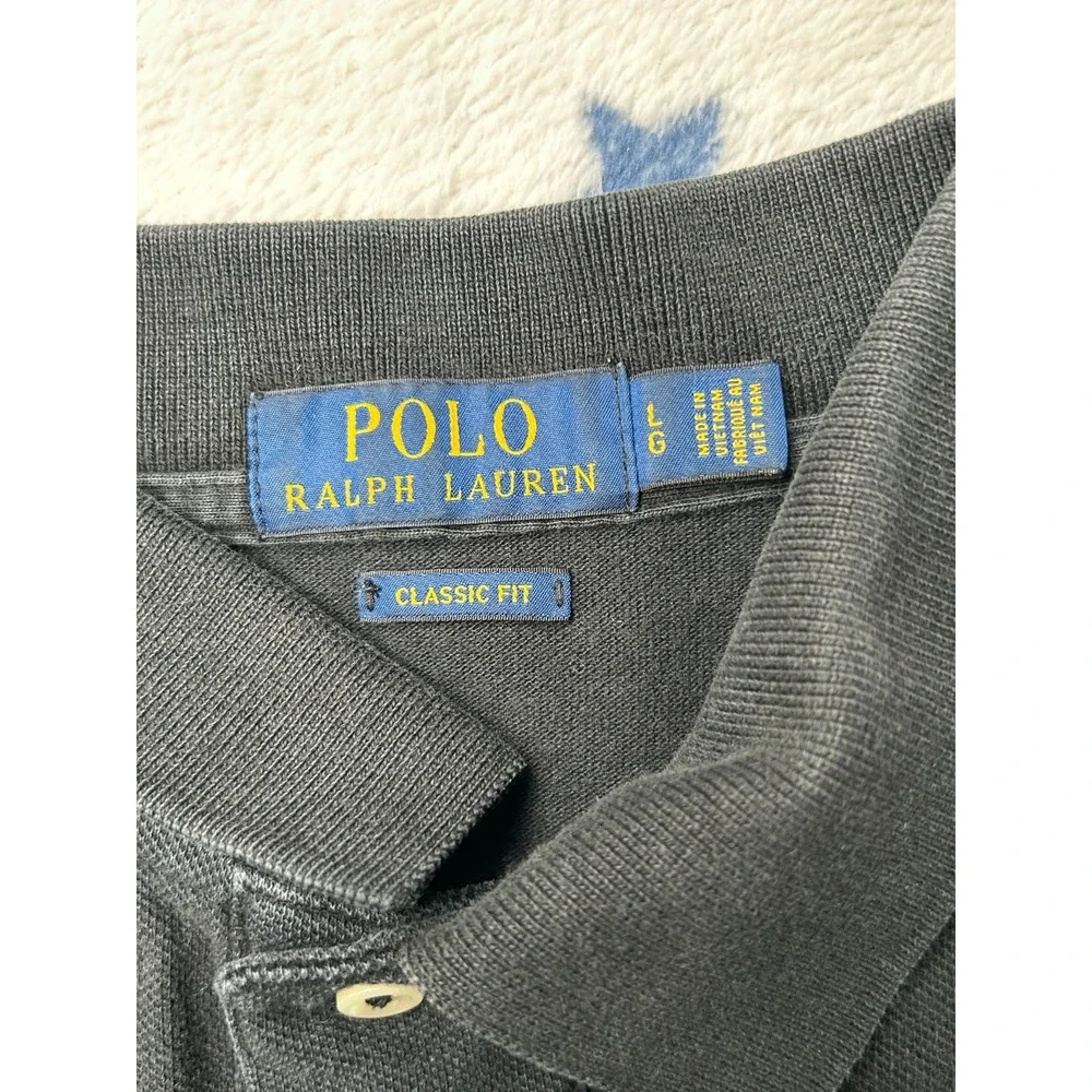 Polo Ralph Lauren Polo Shirt Mens L Black Classic Fit Red Pony Short Sleeve